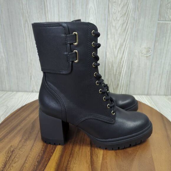 DKNY Black Lace Up Ultra High Heel Combat Boots Womens Size 7 K4982241 - Picture 3 of 12